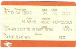 1998 Ticket at Clapham Junction